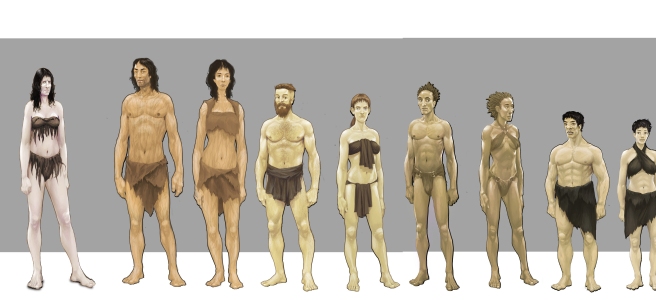 Concept art showing the tribes of Chronicles of Elyria.